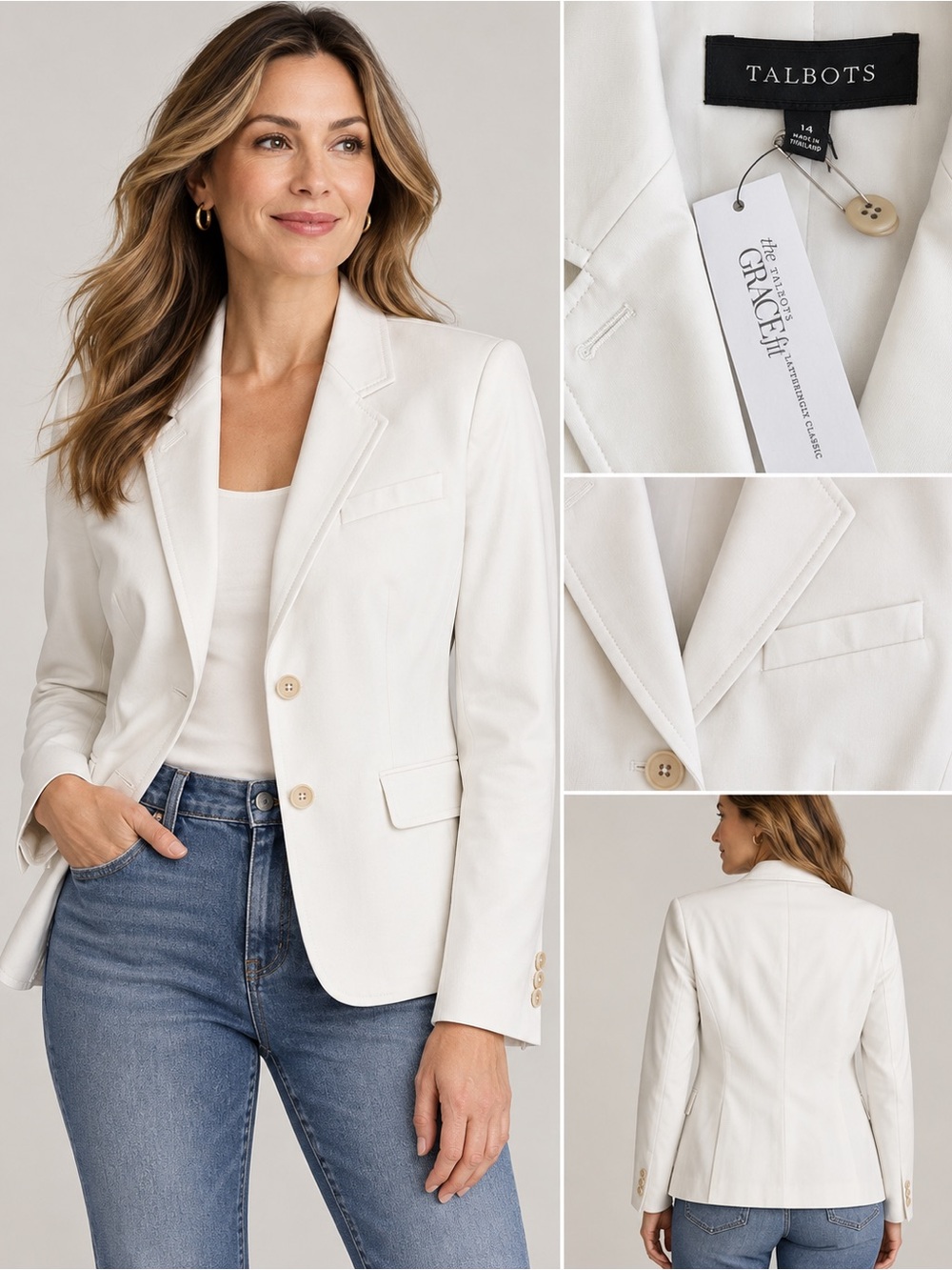 Talbots Grace Fit Cotton Blend Stretch Blazer Jacket